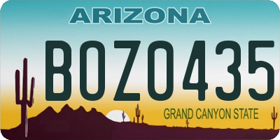 AZ license plate BOZ0435