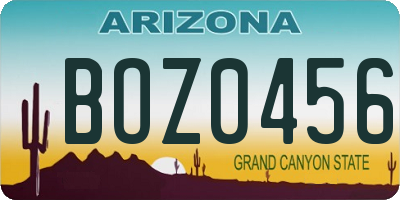 AZ license plate BOZ0456
