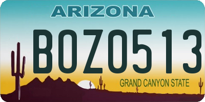 AZ license plate BOZ0513