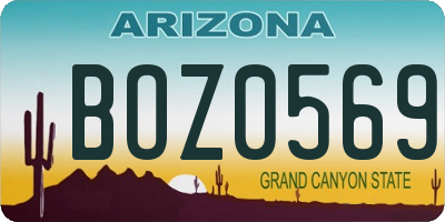 AZ license plate BOZ0569