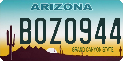 AZ license plate BOZ0944