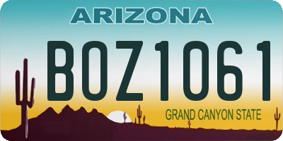 AZ license plate BOZ1061