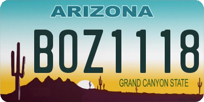 AZ license plate BOZ1118
