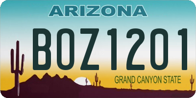 AZ license plate BOZ1201