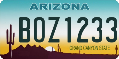 AZ license plate BOZ1233