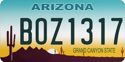 AZ license plate BOZ1317