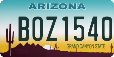 AZ license plate BOZ1540