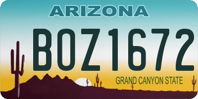 AZ license plate BOZ1672