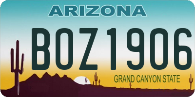 AZ license plate BOZ1906
