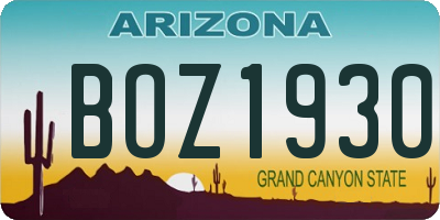 AZ license plate BOZ1930