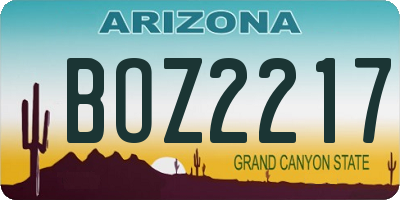 AZ license plate BOZ2217