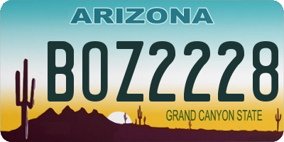 AZ license plate BOZ2228