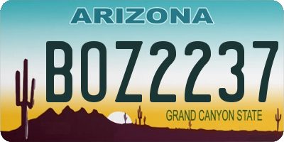 AZ license plate BOZ2237