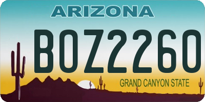 AZ license plate BOZ2260