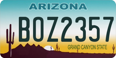 AZ license plate BOZ2357