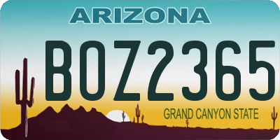 AZ license plate BOZ2365