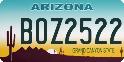 AZ license plate BOZ2522
