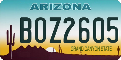 AZ license plate BOZ2605