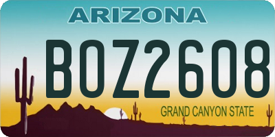AZ license plate BOZ2608