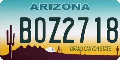 AZ license plate BOZ2718