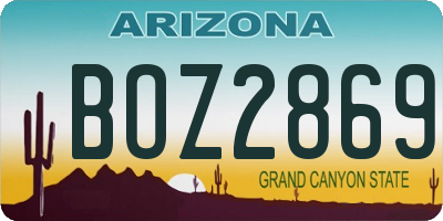AZ license plate BOZ2869