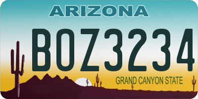 AZ license plate BOZ3234