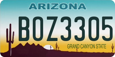 AZ license plate BOZ3305