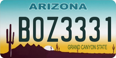 AZ license plate BOZ3331