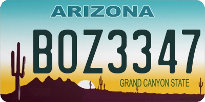 AZ license plate BOZ3347