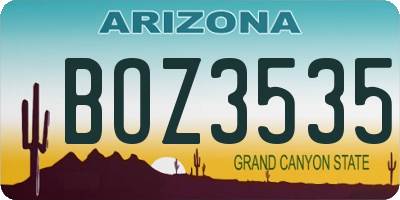 AZ license plate BOZ3535