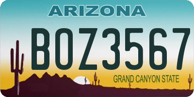 AZ license plate BOZ3567