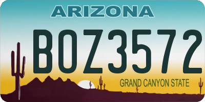 AZ license plate BOZ3572