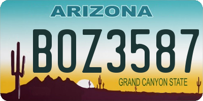 AZ license plate BOZ3587