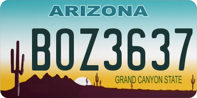 AZ license plate BOZ3637