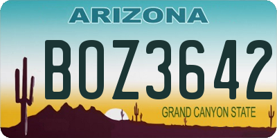 AZ license plate BOZ3642