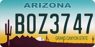 AZ license plate BOZ3747