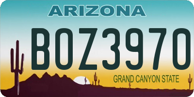 AZ license plate BOZ3970