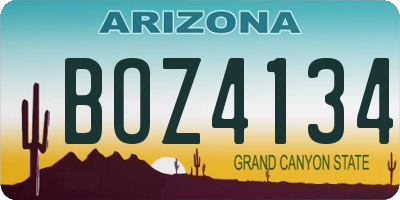 AZ license plate BOZ4134