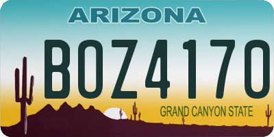 AZ license plate BOZ4170