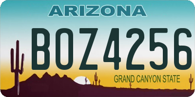 AZ license plate BOZ4256