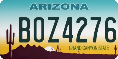 AZ license plate BOZ4276