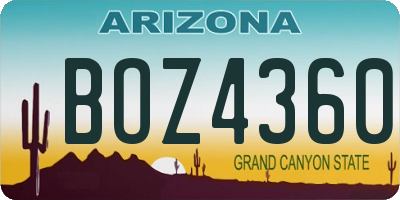 AZ license plate BOZ4360