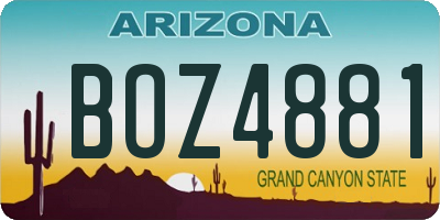 AZ license plate BOZ4881