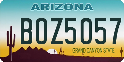 AZ license plate BOZ5057