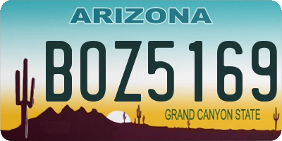 AZ license plate BOZ5169