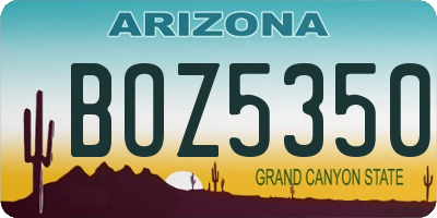 AZ license plate BOZ5350