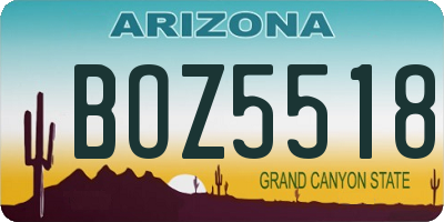AZ license plate BOZ5518