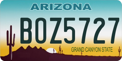 AZ license plate BOZ5727