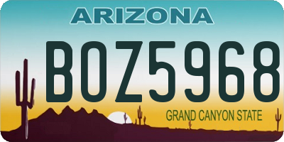 AZ license plate BOZ5968