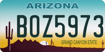 AZ license plate BOZ5973